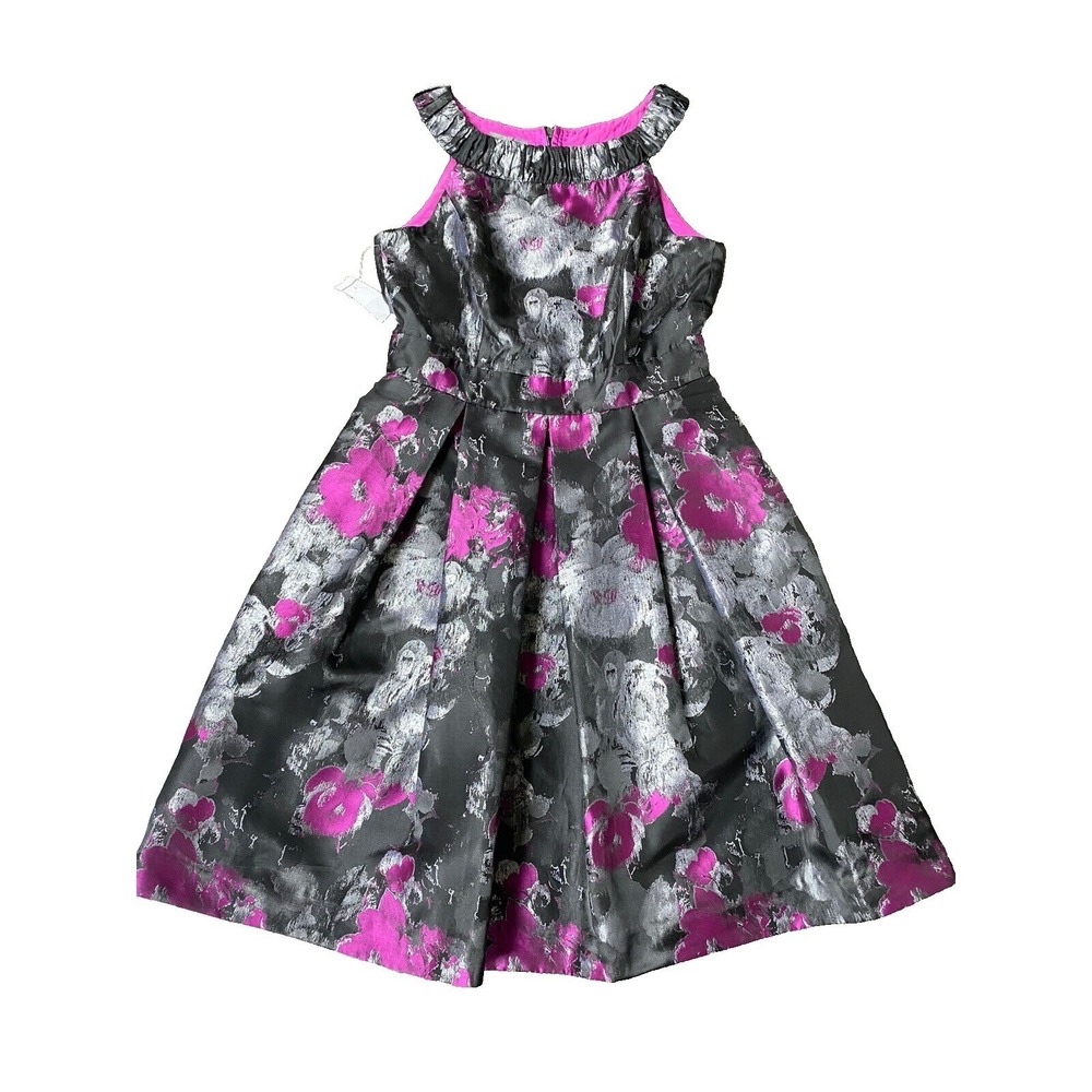 Muse Floral Metallic Jacquard Cocktail Dress Sz 6 Retro Feminine Glam Formal
